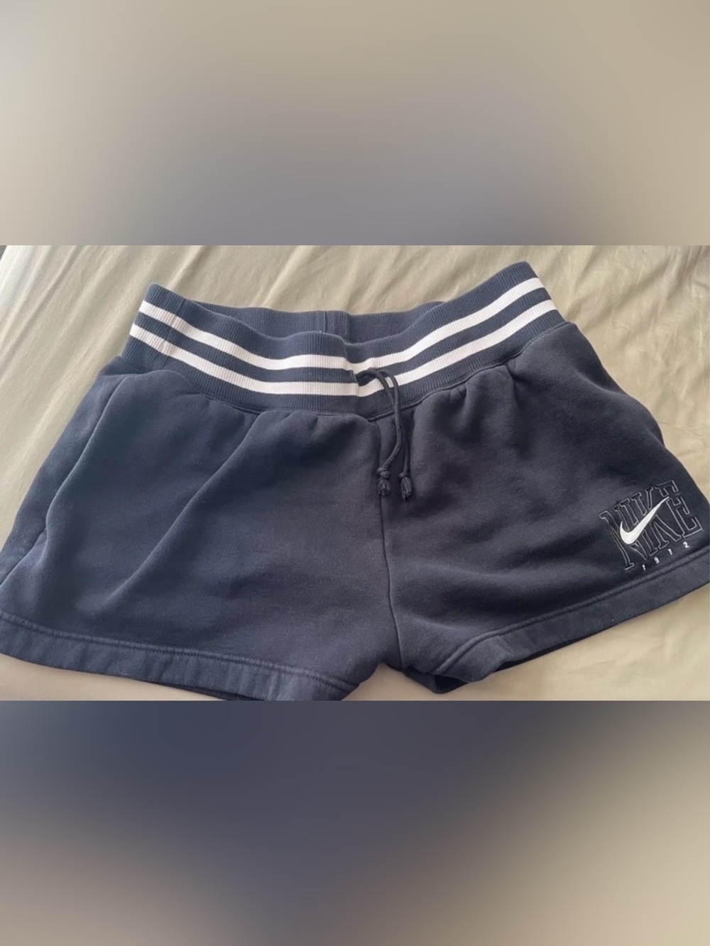 Nike Women's Navy Athletic Shorts with Striped Waistband